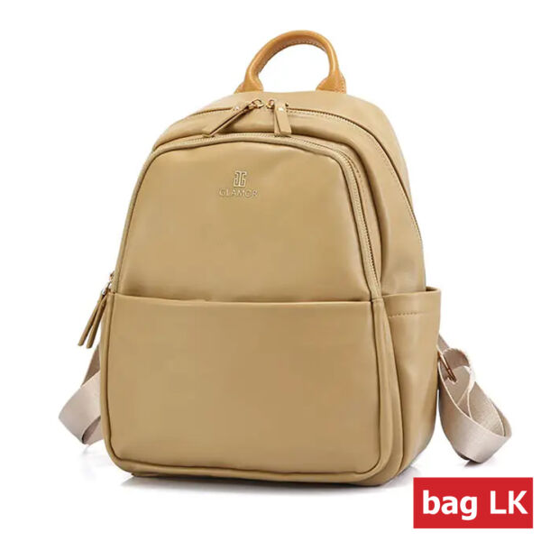 Ladies Travel Casual High Quality Glamor Backpack Khaki - Bag.lk