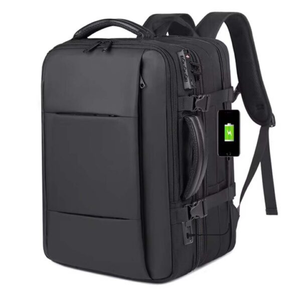 TravelPlus Lockable High Quality Laptop Waterproof Backpack Black