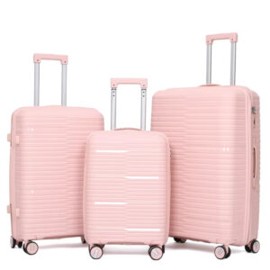Fashion New Light Weight PP Travel Luggage Set Pink