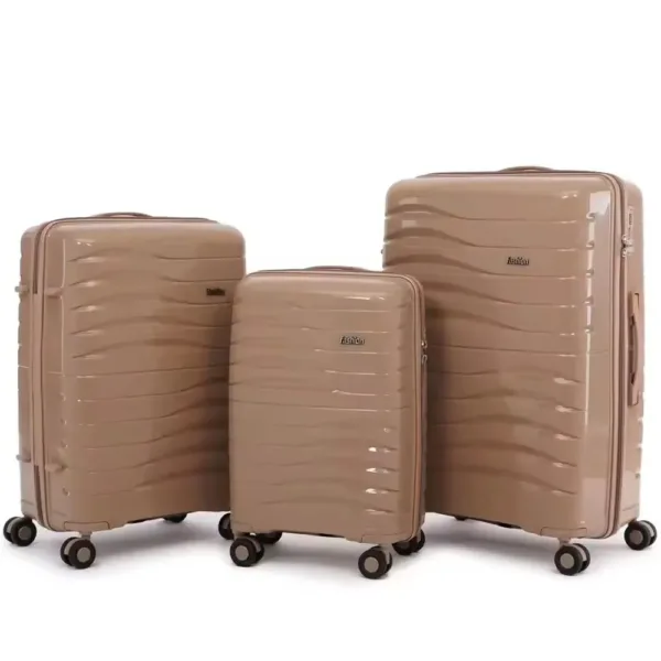 New Fashion PP Material Luggage Full Set Beige Color