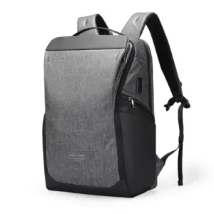 MR-9142 waterproof 26L travel backpack with 17-inch laptop compartment, USB charging port, and 180° opening