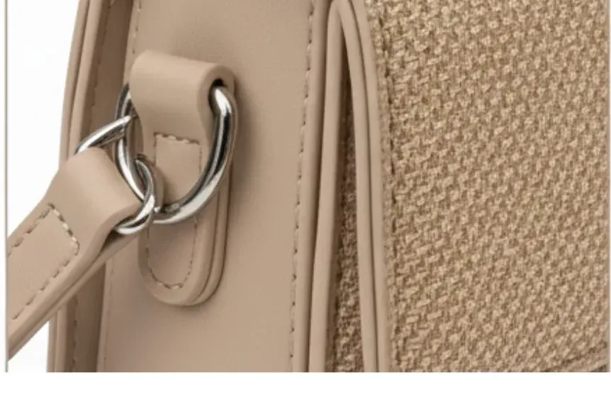 Women’s Textured Flap Handbag with Top Handle Beige | 61072-2 | 501006