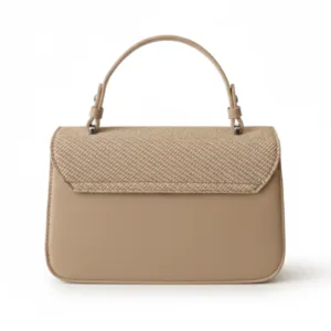 Women’s Textured Flap Handbag with Top Handle Beige | 61072-2 | 501006