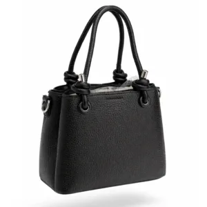 Elegant Pebbled Leather Mini Tote Handbag Black 846-9 | 501012